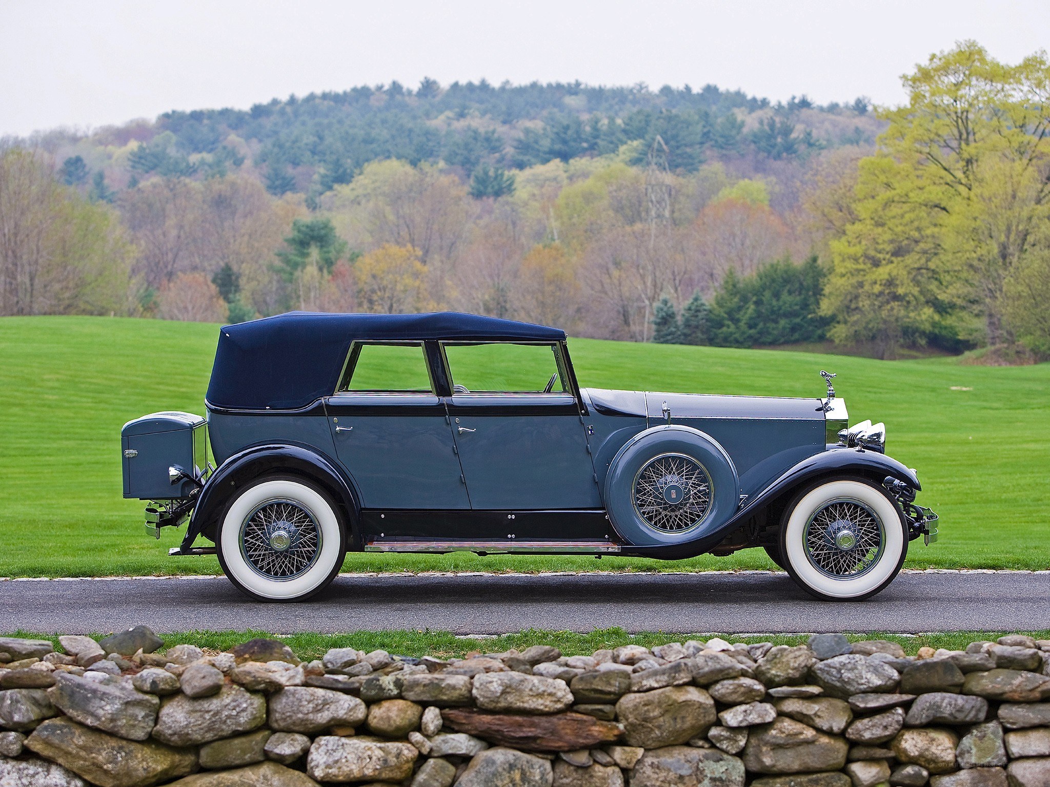 Classic blue convertible car