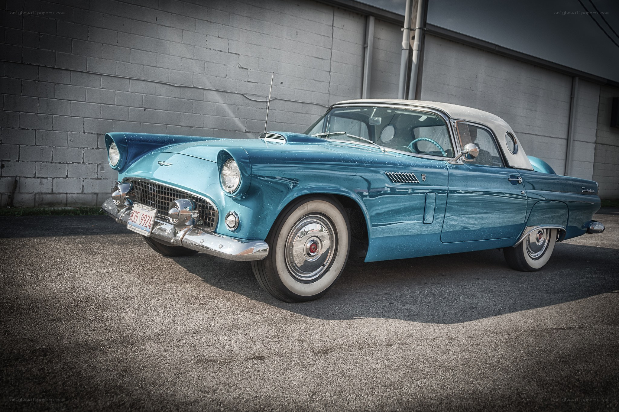 Classic blue convertible car