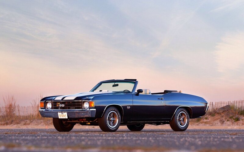 Classic blue convertible car