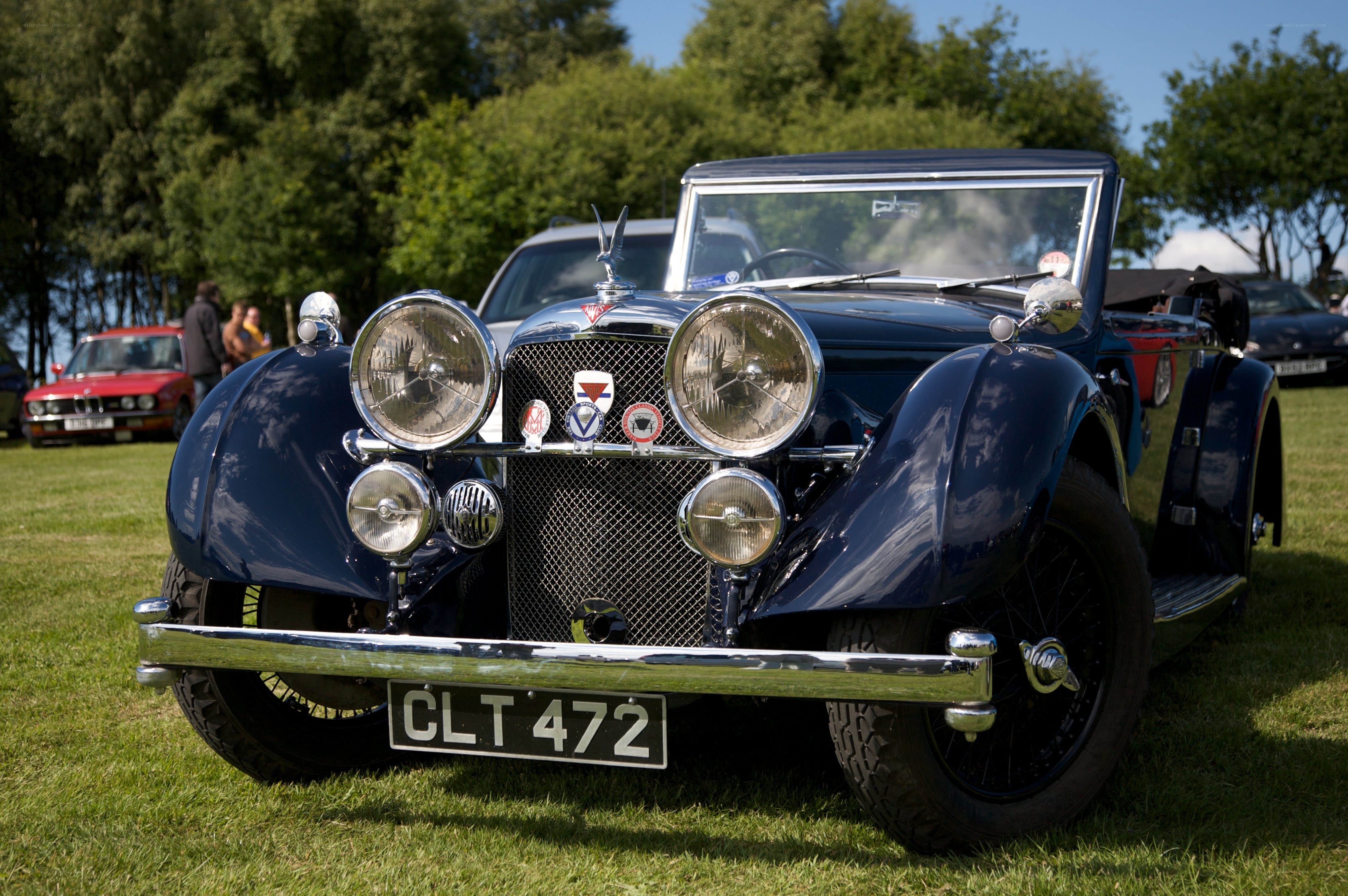 Classic blue convertible car