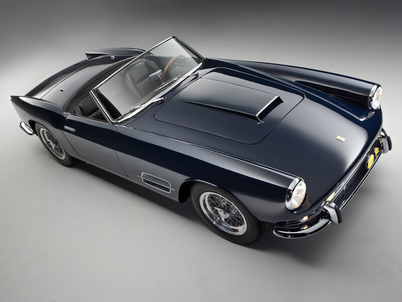 classic blue convertible sports car