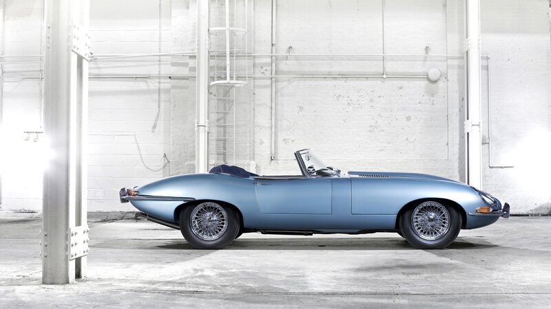 Classic blue convertible sports car