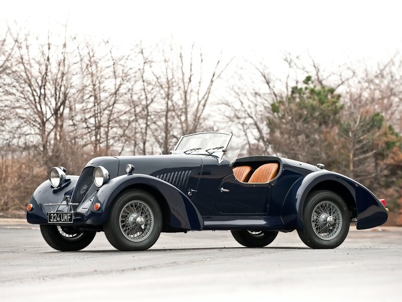 Classic blue convertible sports car