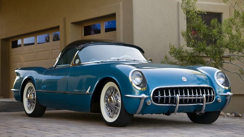 Classic blue Corvette convertible