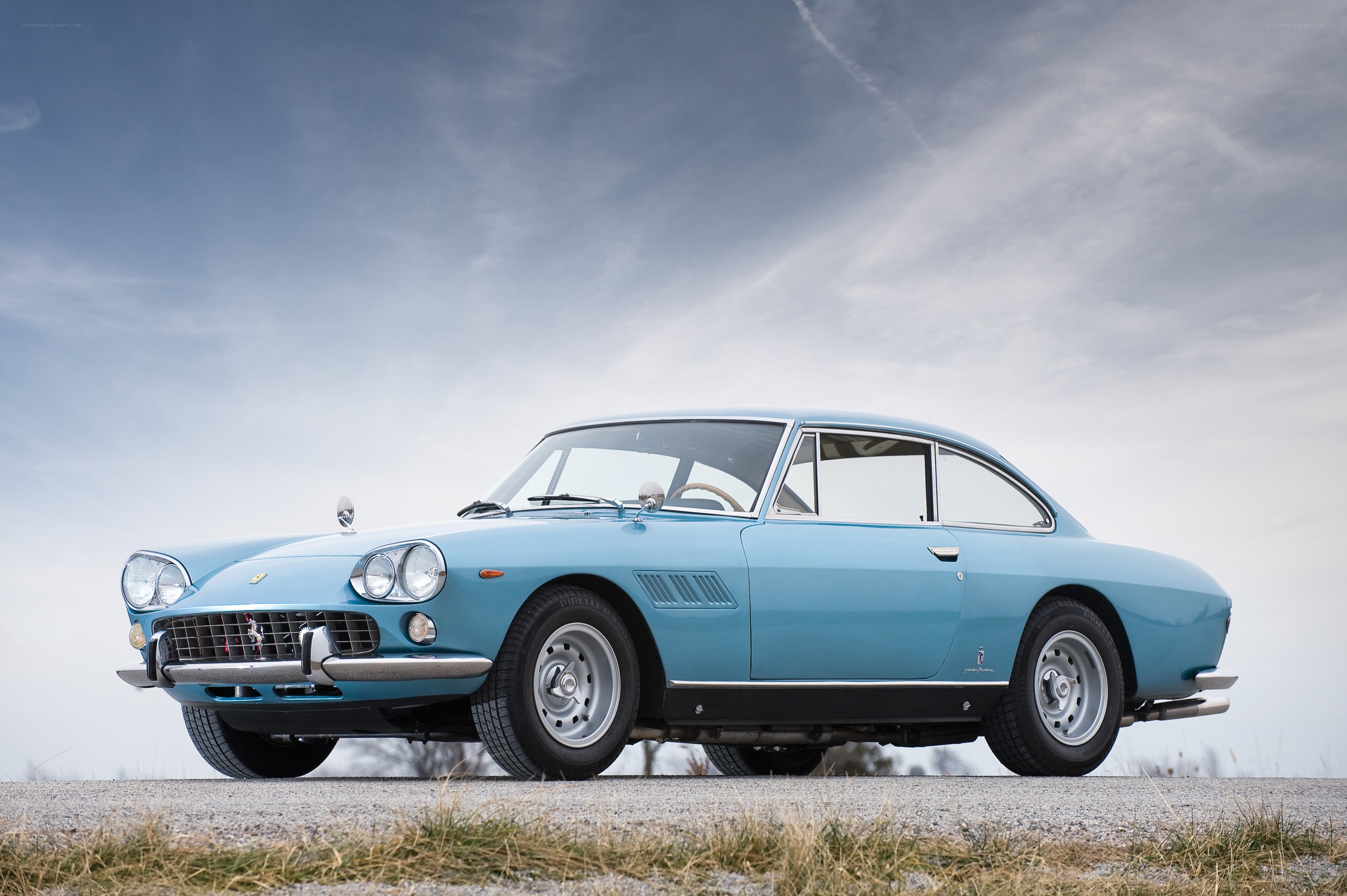 Classic blue Ferrari coupe