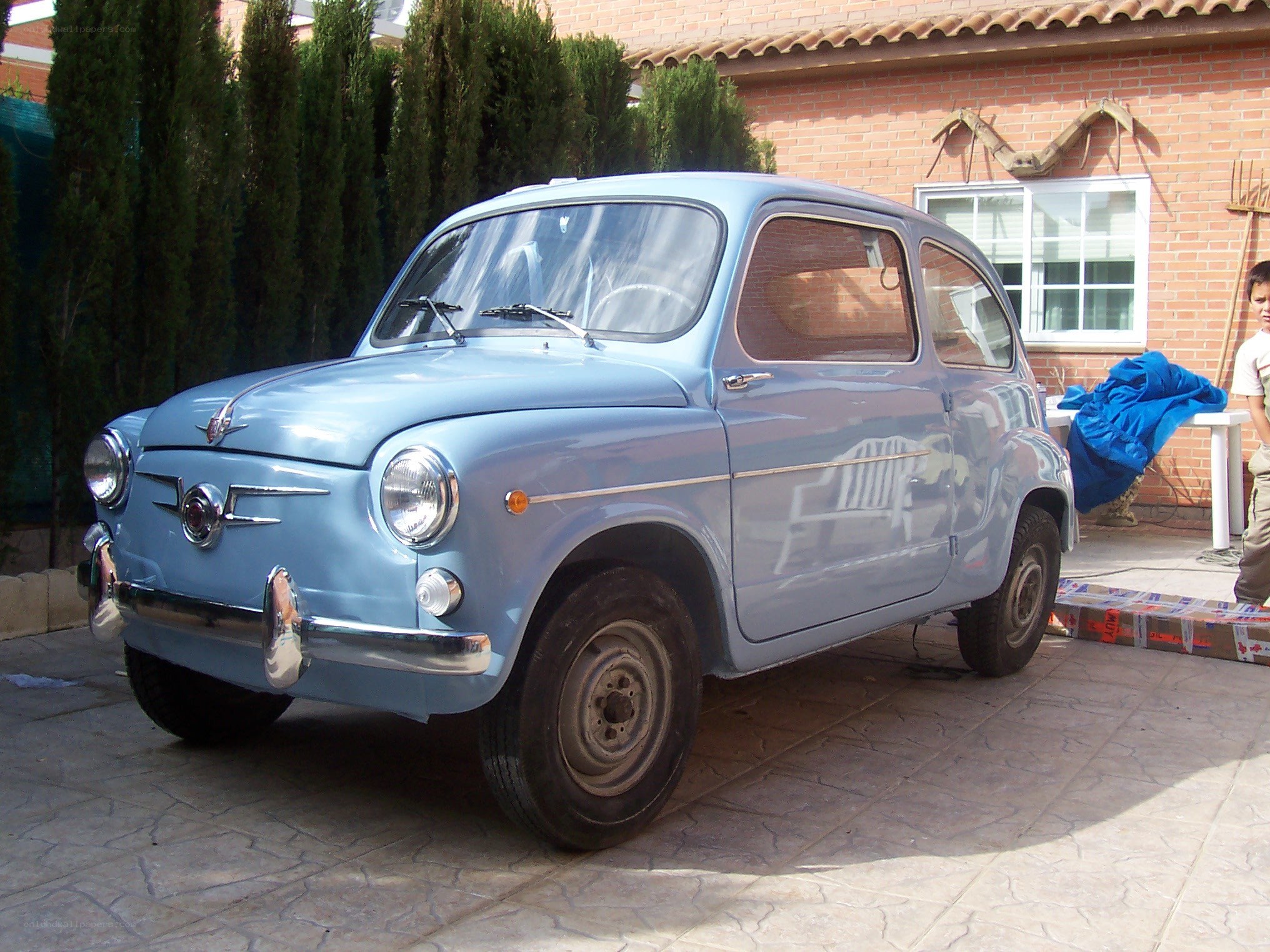 Classic blue Fiat car