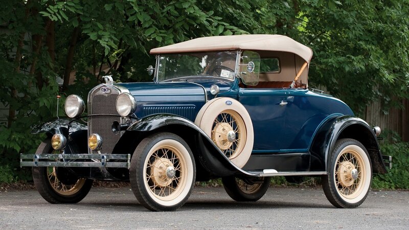 Classic blue Ford convertible