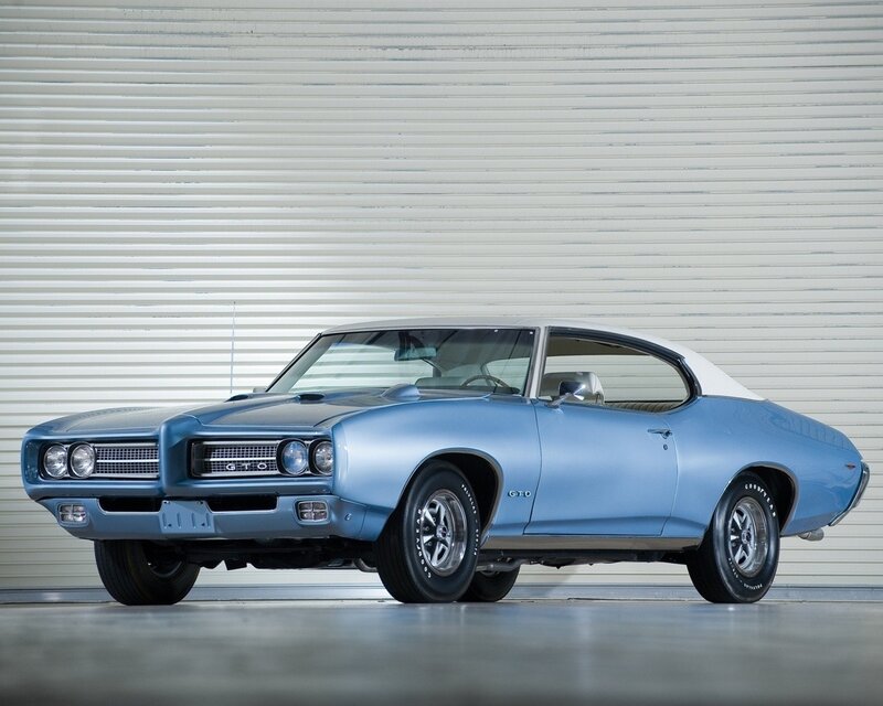 Classic blue GTO muscle car