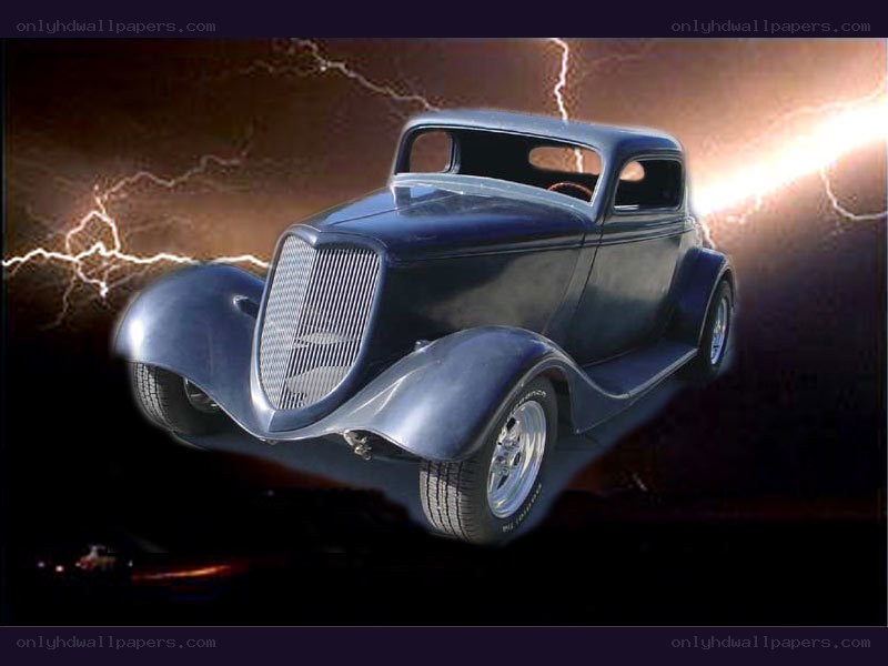 Classic blue hot rod car