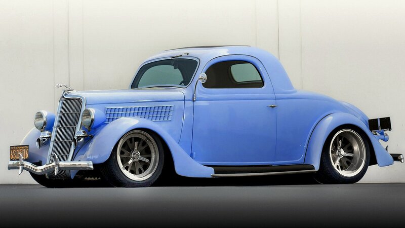 Classic blue hot rod coupe