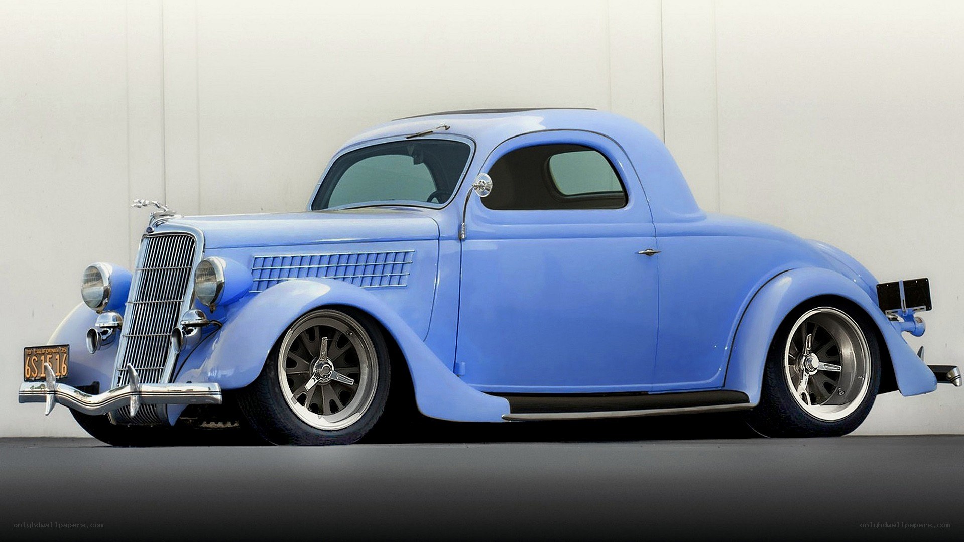 Classic blue hot rod coupe