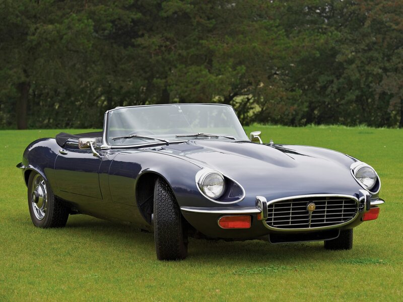 Classic blue Jaguar E-Type convertible