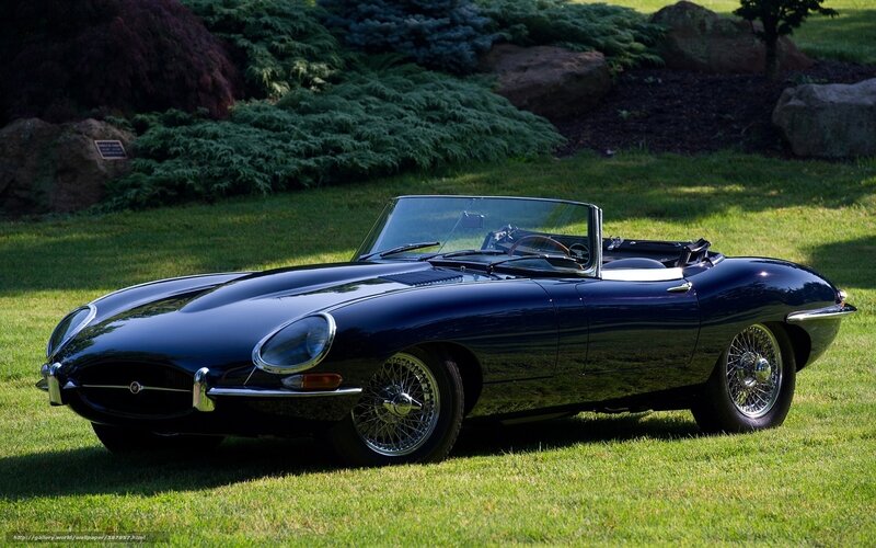 Classic blue Jaguar E-Type convertible