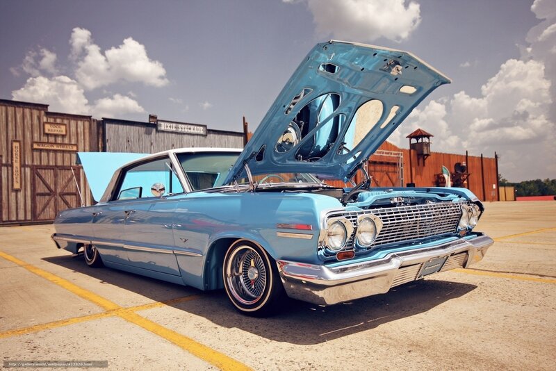 Classic blue lowrider car