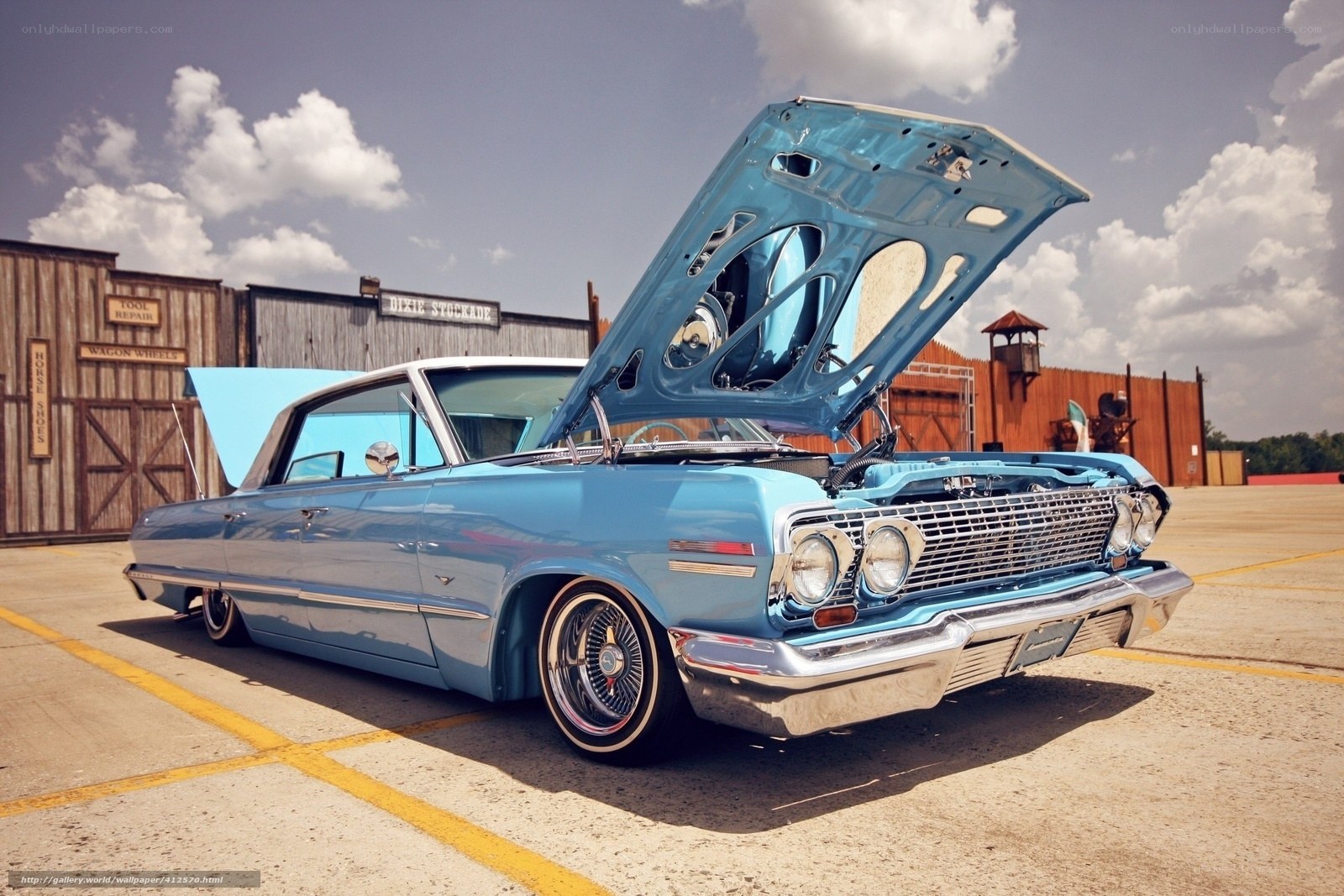 Classic blue lowrider car