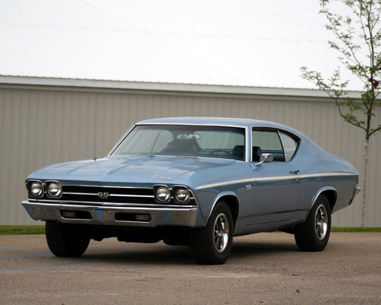 Classic blue muscle car