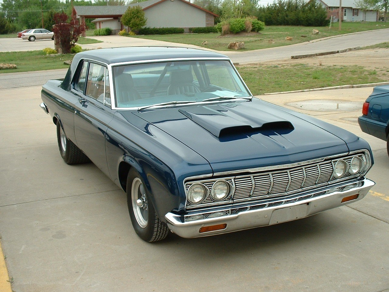 Classic blue muscle car