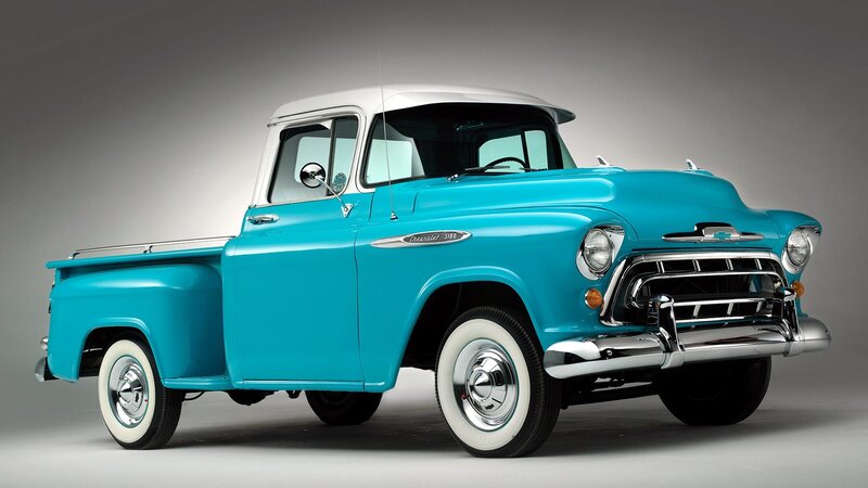 Classic Blue Pickup Truck — Dramatic