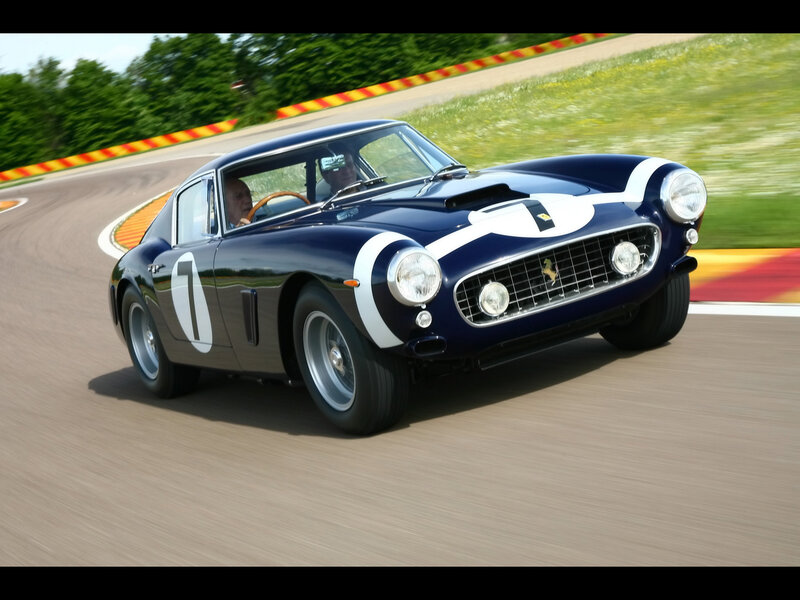 Classic blue race car on track