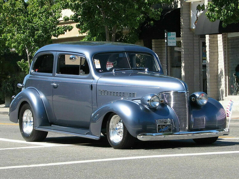 Classic blue sedan car