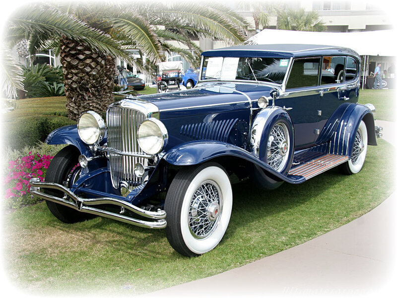 Classic blue vintage car on display