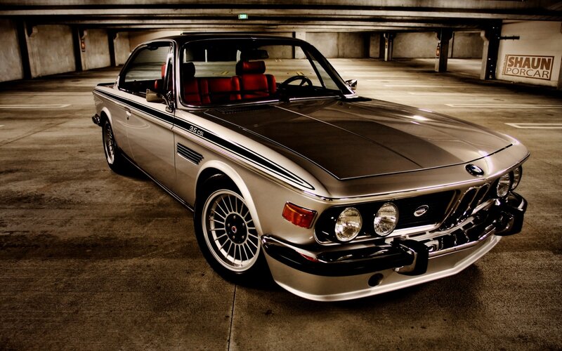 Classic BMW 3.5 CSL in parking garage