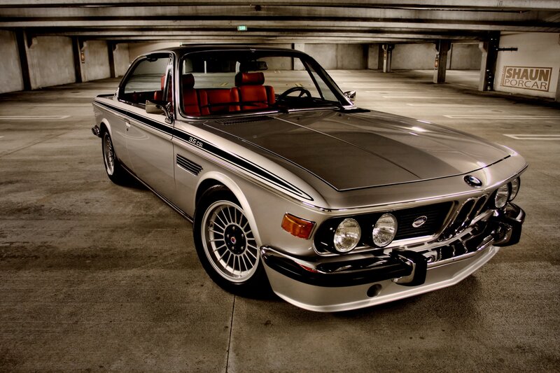Classic BMW 3.5 CSL in parking garage