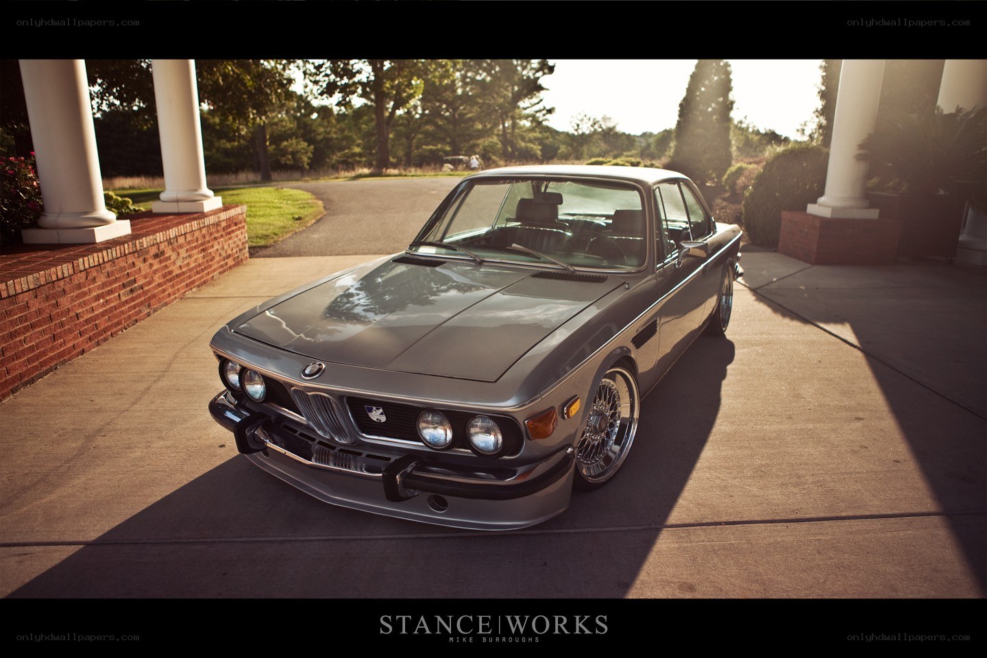 Classic BMW in driveway