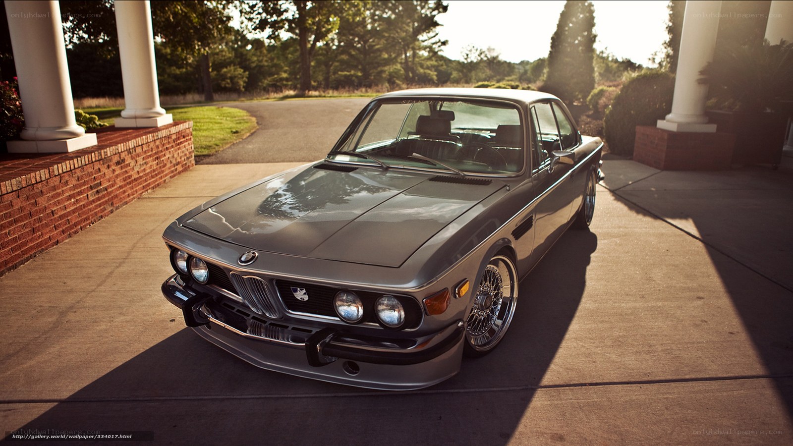 Classic BMW in driveway