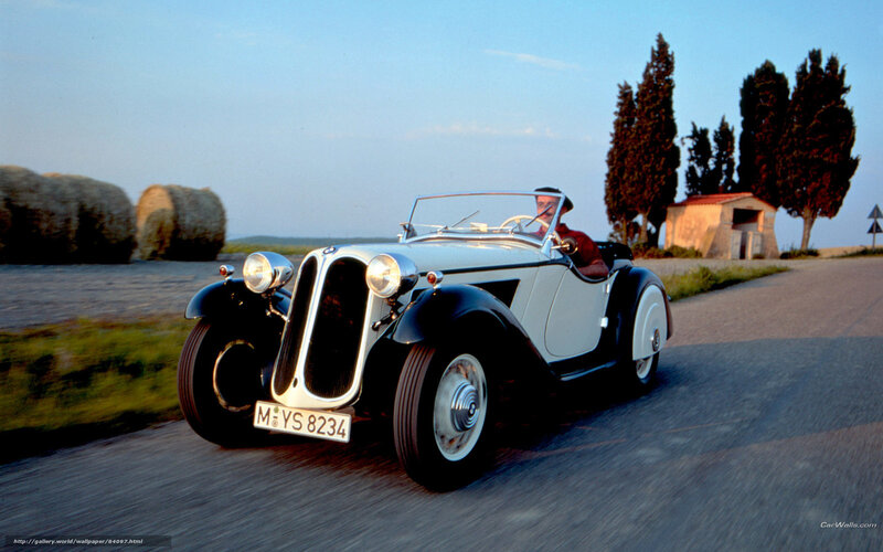 Classic BMW roadster on country road