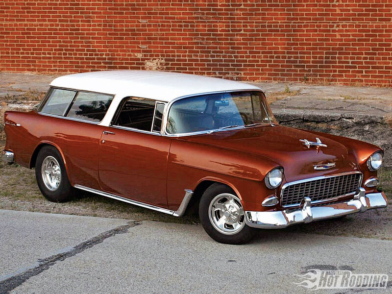 Classic brown and white station wagon