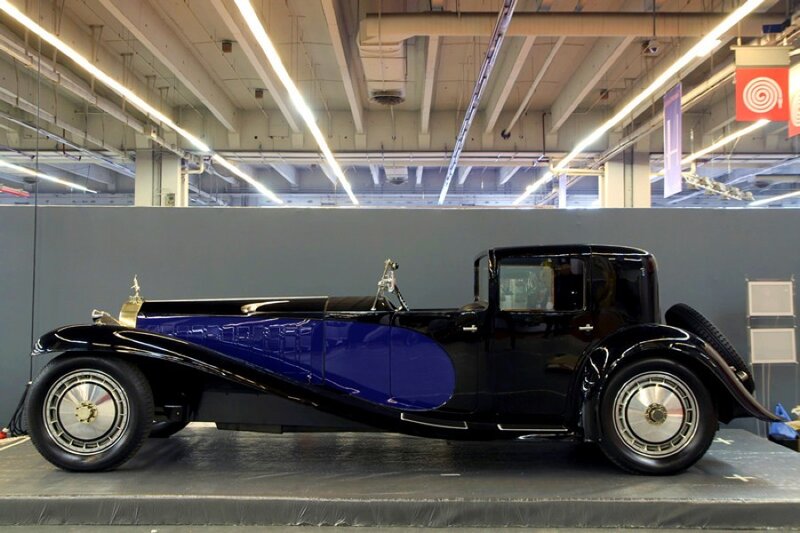 Classic Bugatti car on display