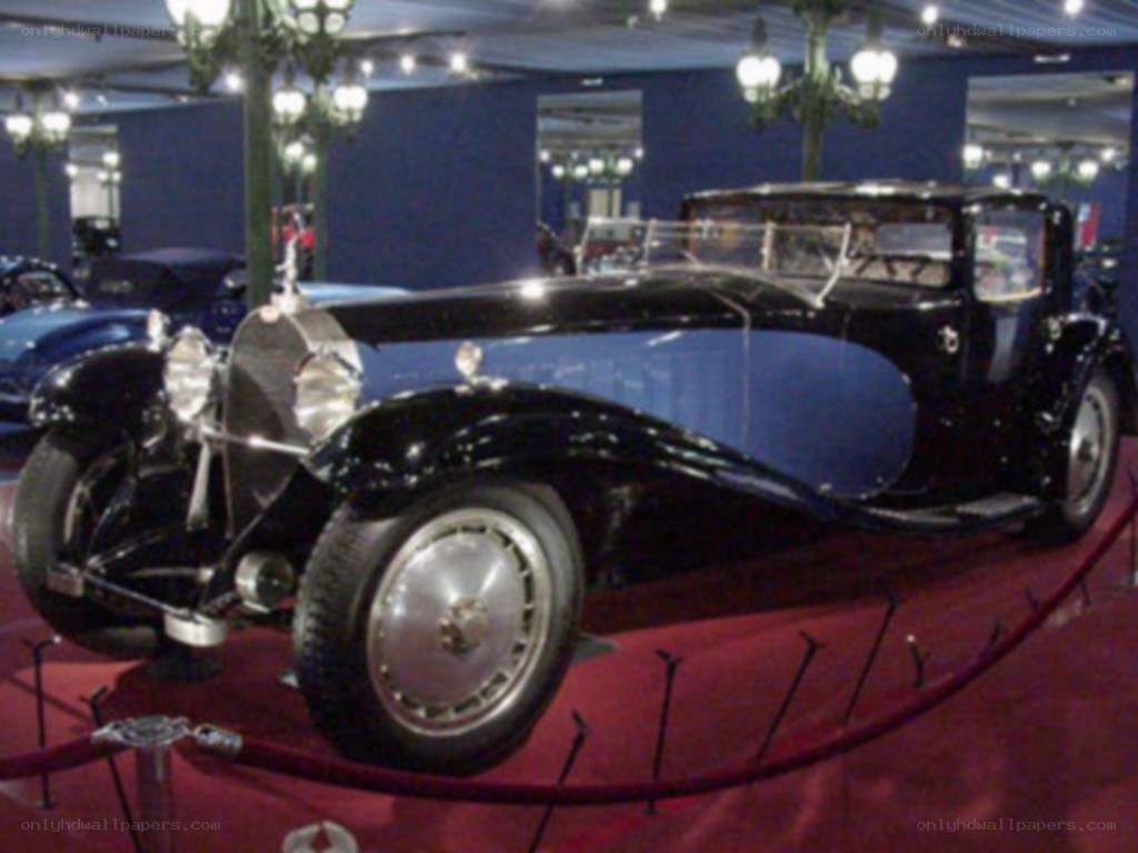 Classic Bugatti car on display