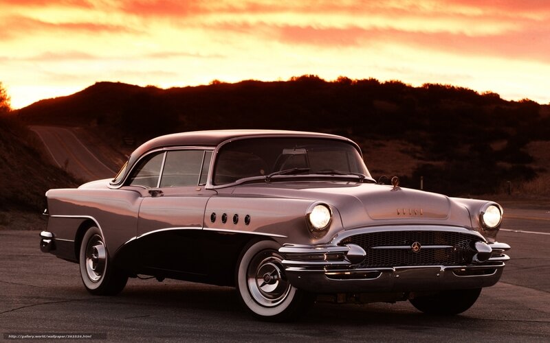Classic Buick at sunset
