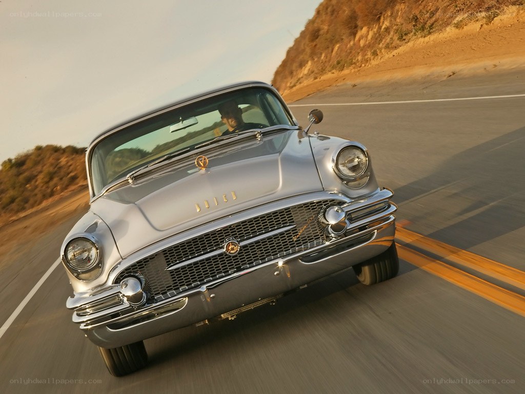 Classic Buick on a winding road