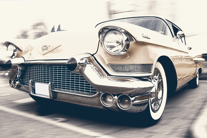 Classic Cadillac in motion