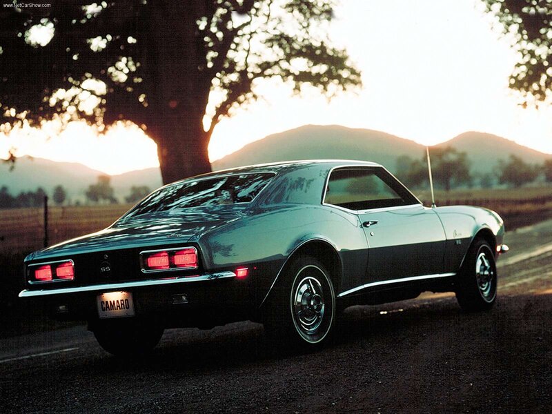 Classic Camaro at sunset