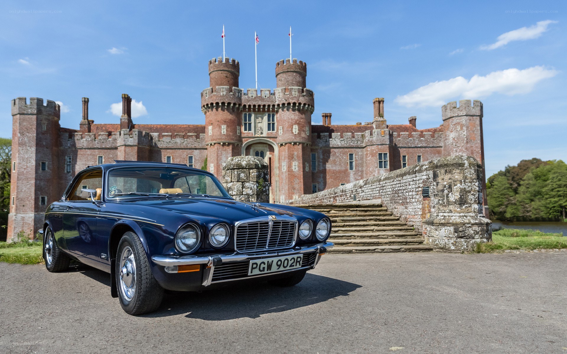 Classic car at a castle