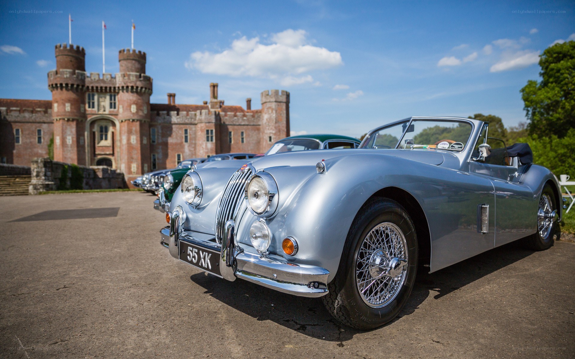 Classic car at a castle