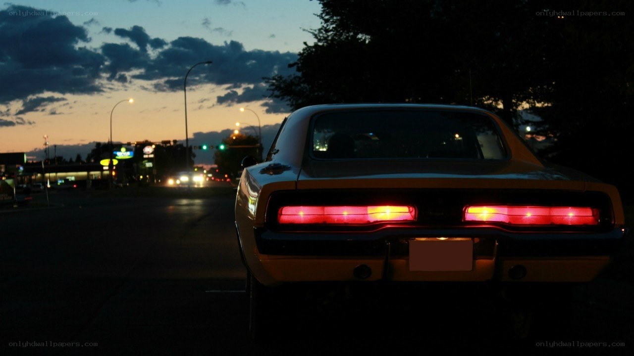 classic car at dusk