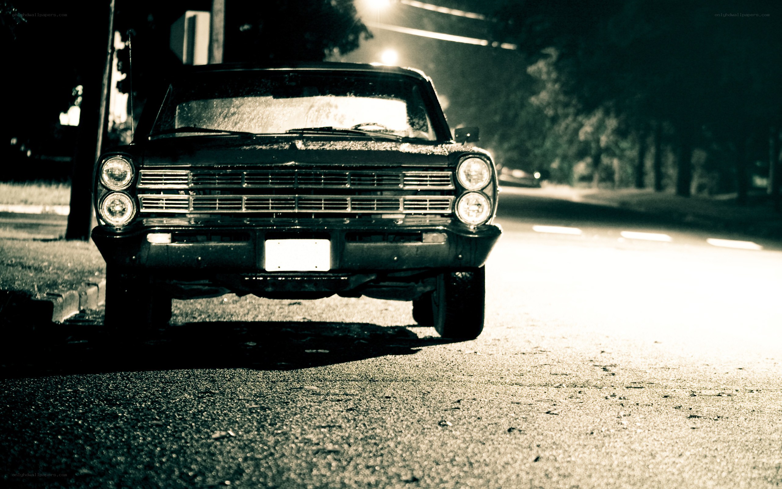 classic car at night