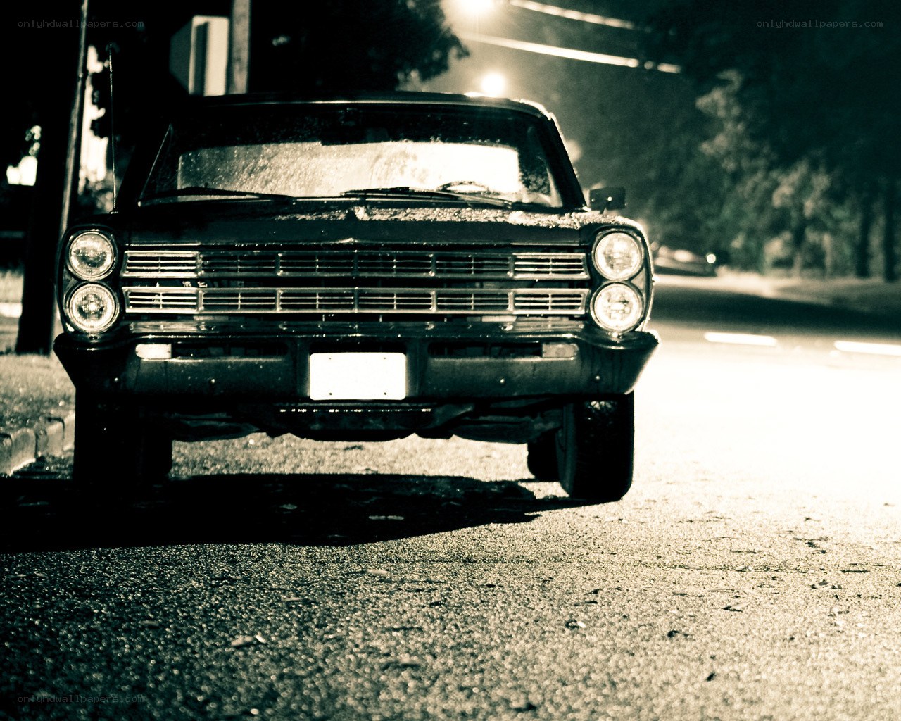 classic car at night