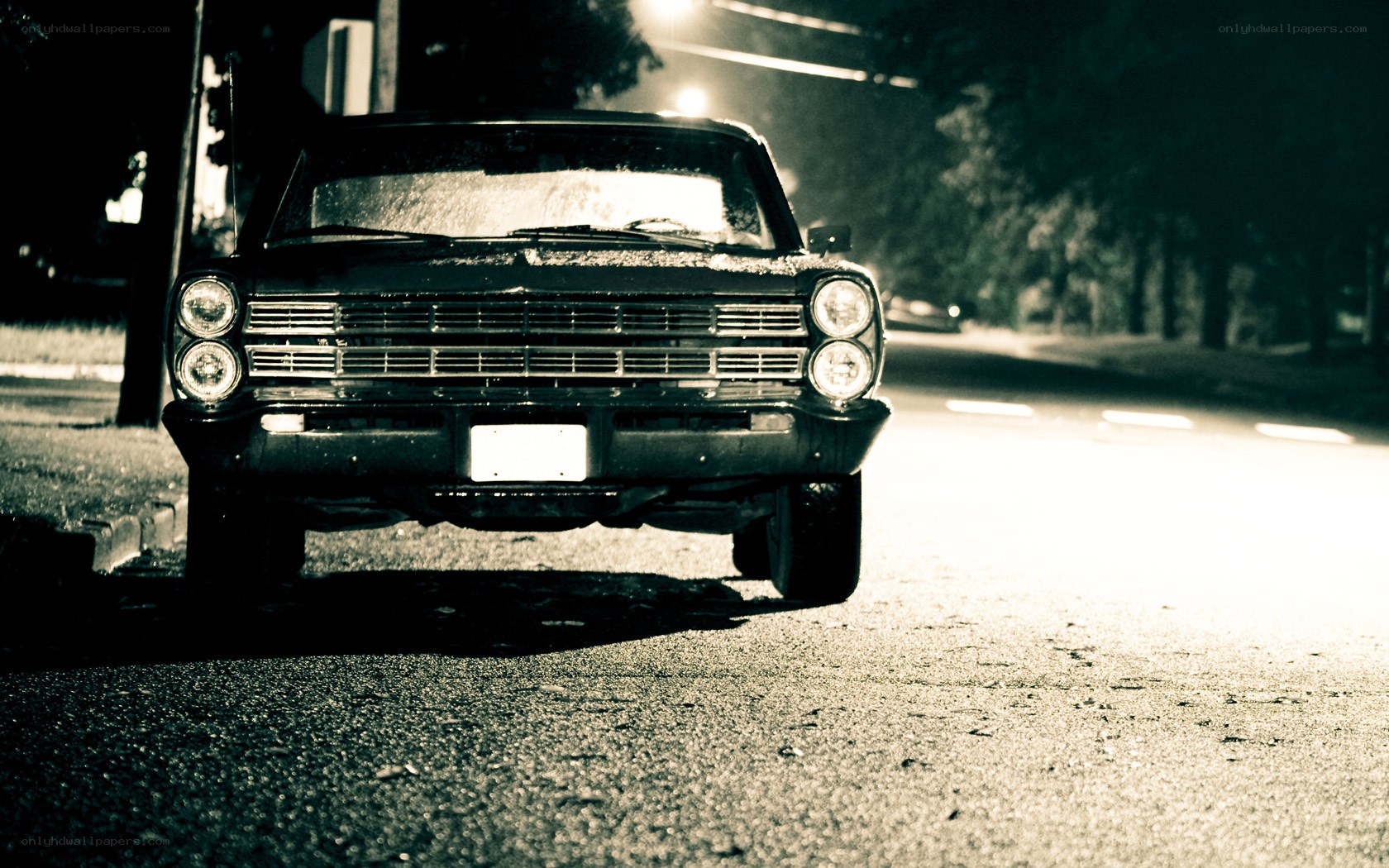 classic car at night