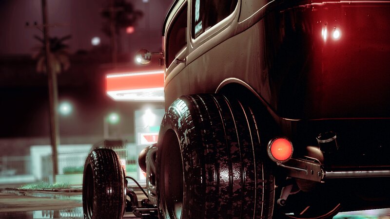 Classic Car at Night — Black, Dark, Moody