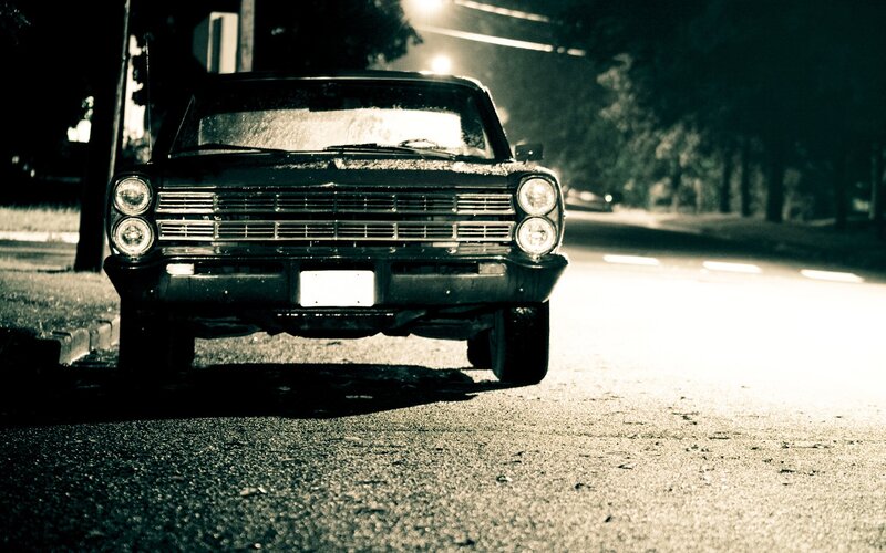 Classic Car at Night — Dramatic