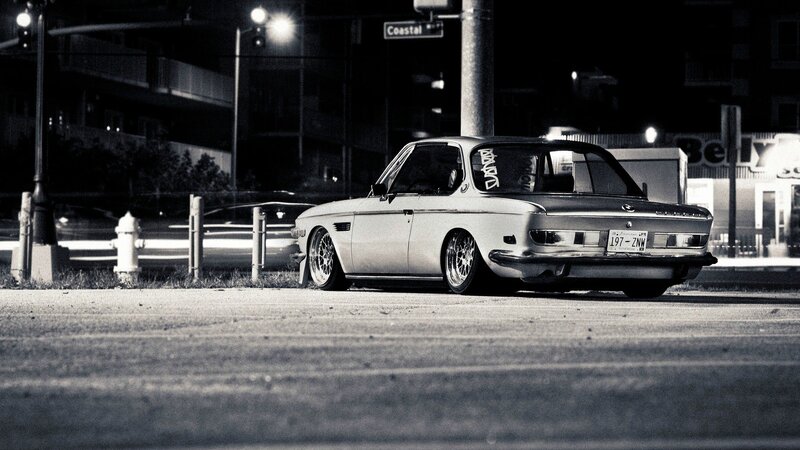 classic car at night on street