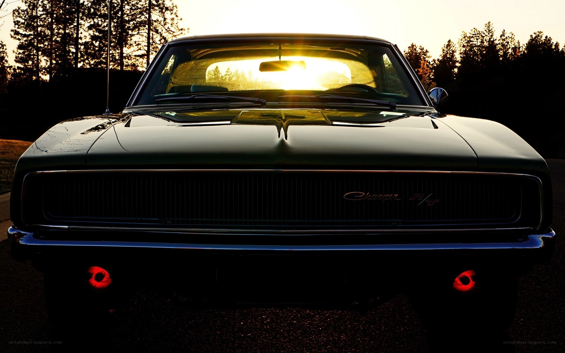 classic car at sunset