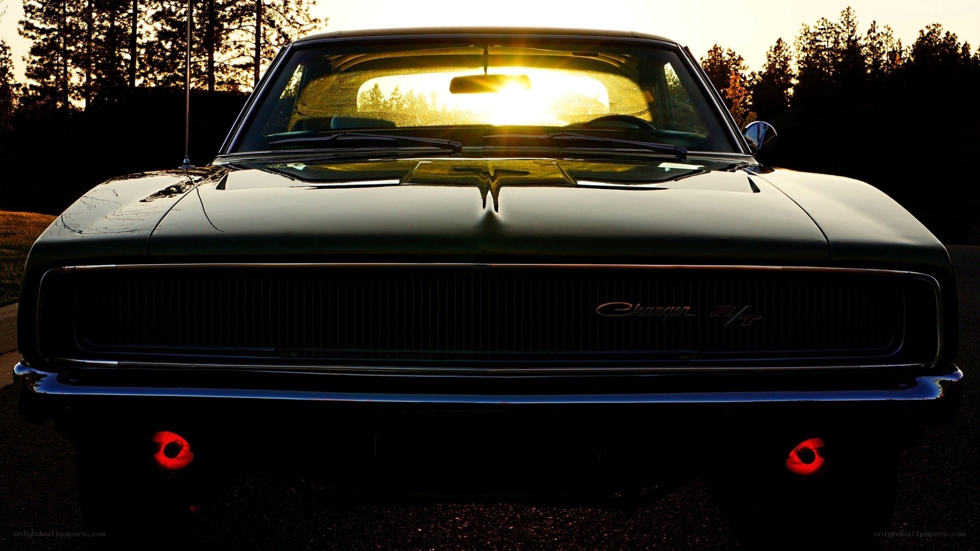 classic car at sunset