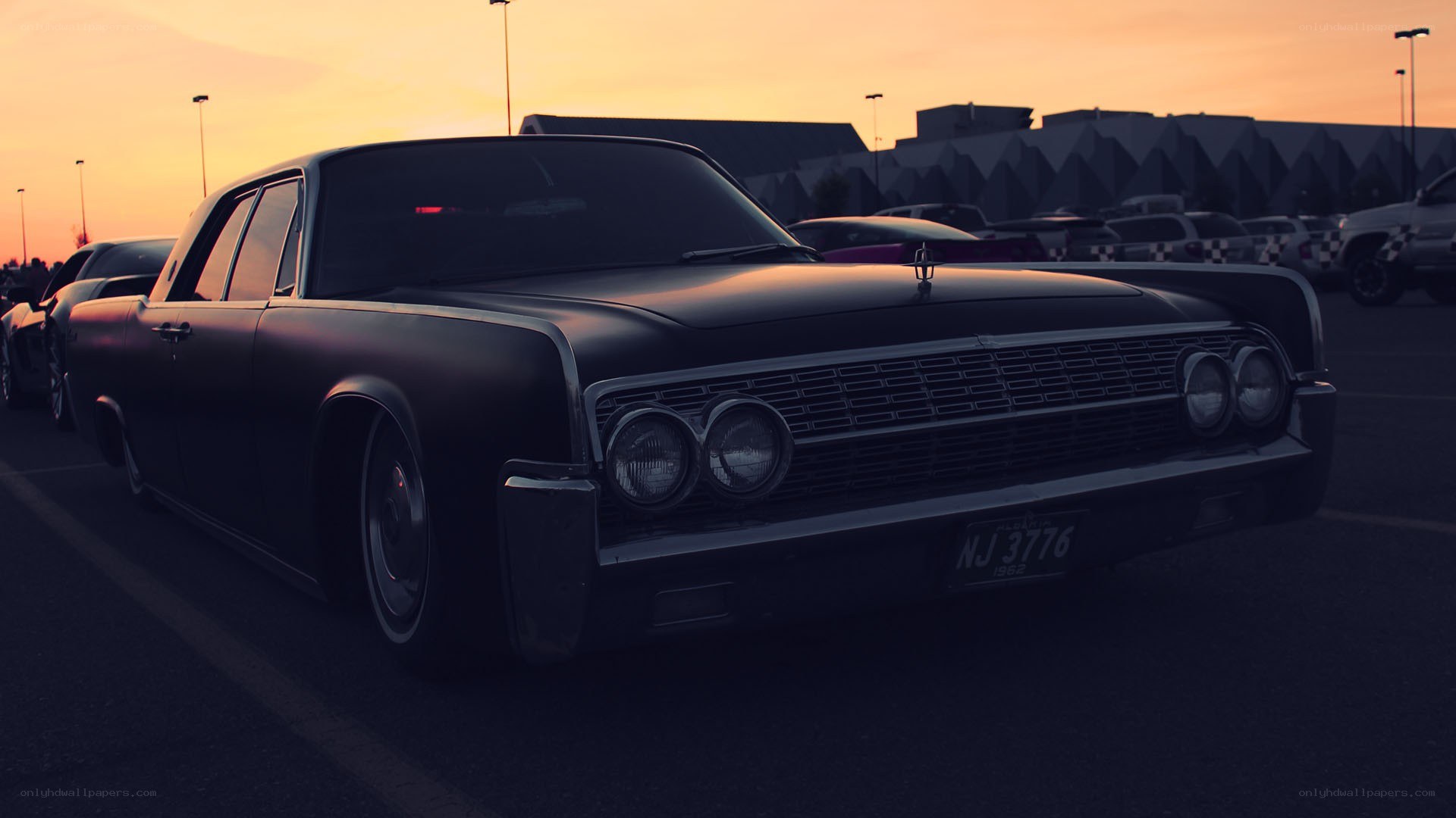 classic car at sunset