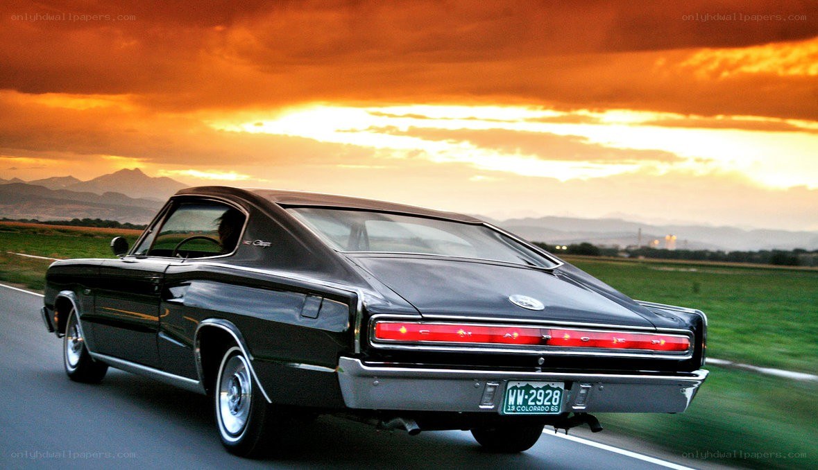 classic car at sunset